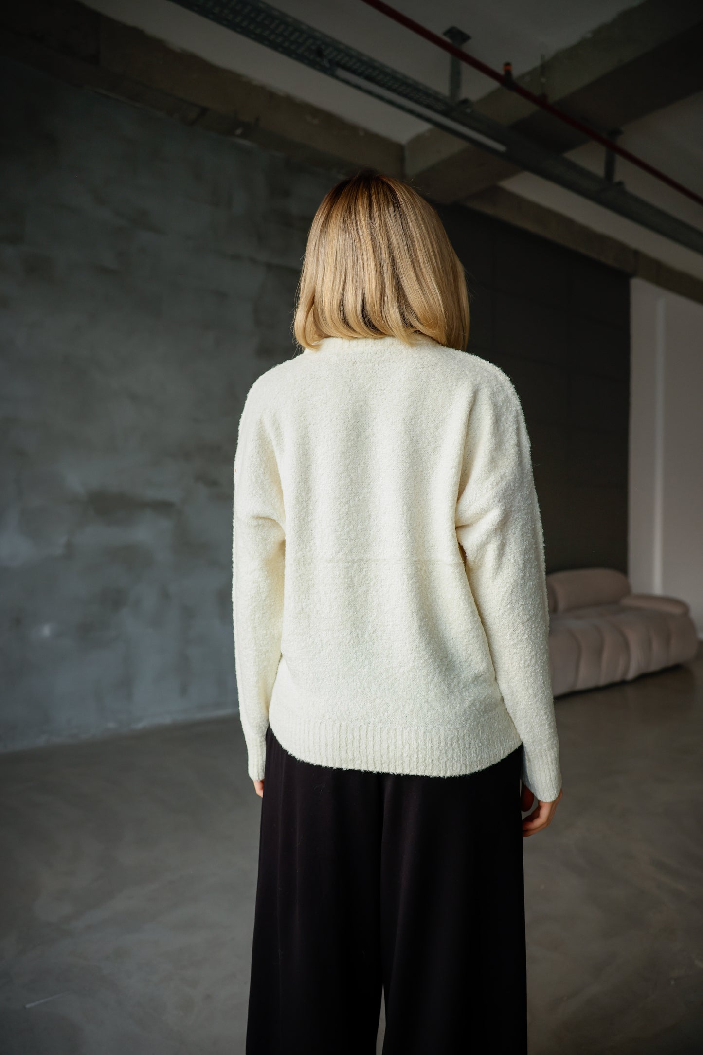 Bisiklet Yaka Oversize Örgü Detaylı Triko Kazak