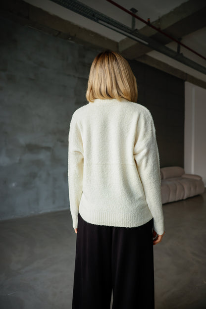 Bisiklet Yaka Oversize Örgü Detaylı Triko Kazak