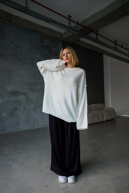 Oversize Salaş Sakallı Triko Kazak