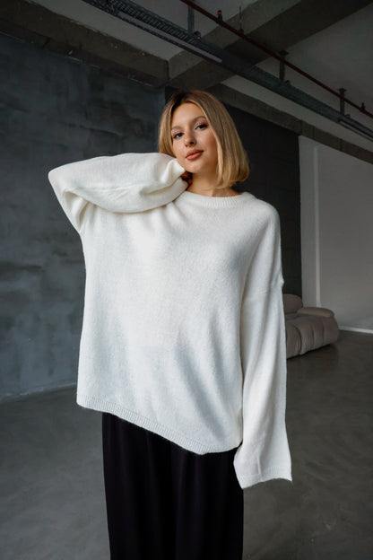 Oversize Salaş Sakallı Triko Kazak