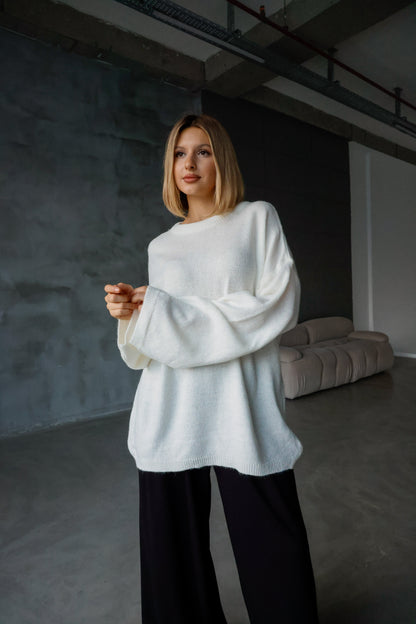 Oversize Salaş Sakallı Triko Kazak