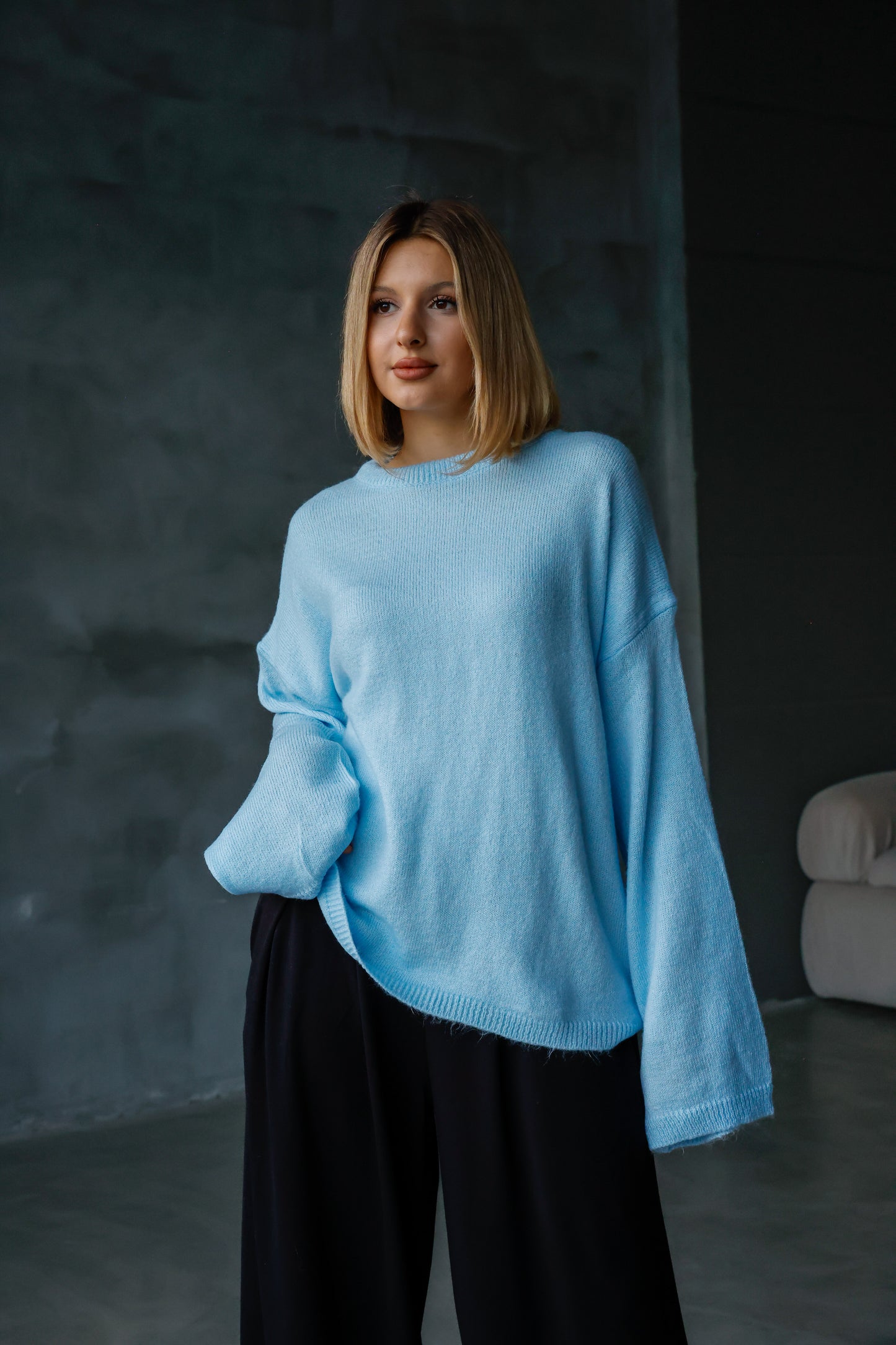 Oversize Salaş Sakallı Triko Kazak