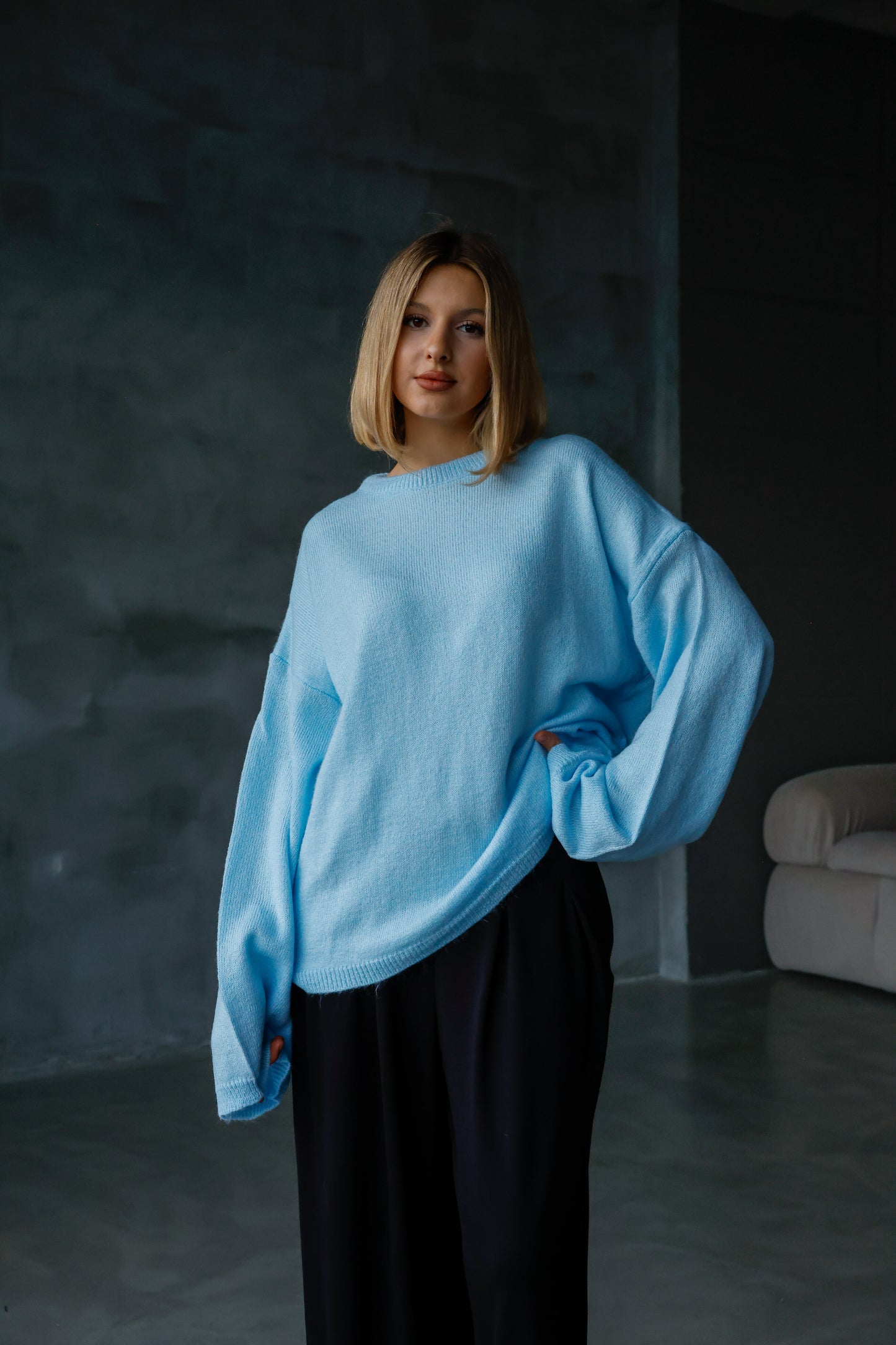 Oversize Salaş Sakallı Triko Kazak