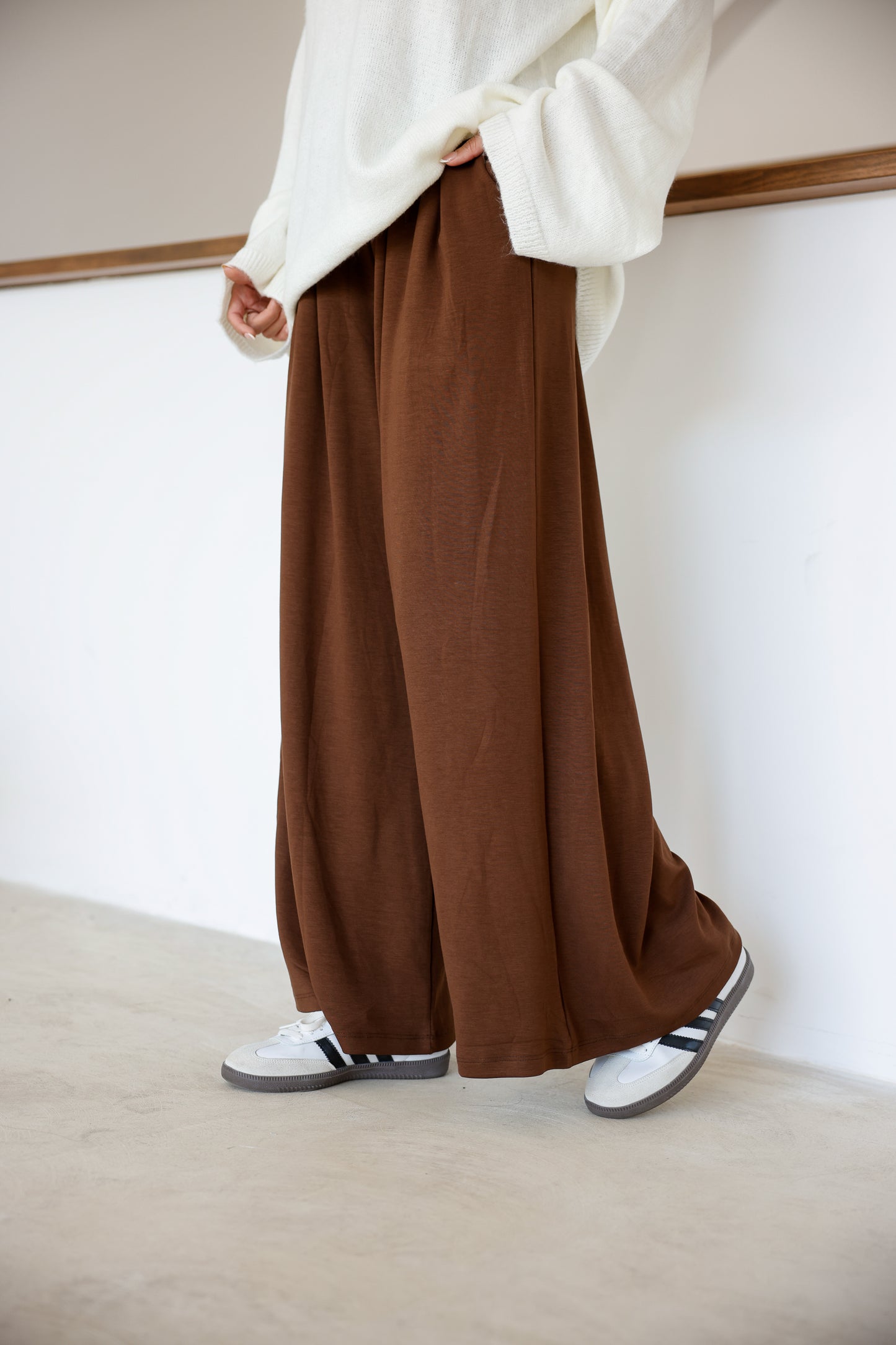 Oysh Modal Kumaş Beli Lastikli Pileli Pantolon