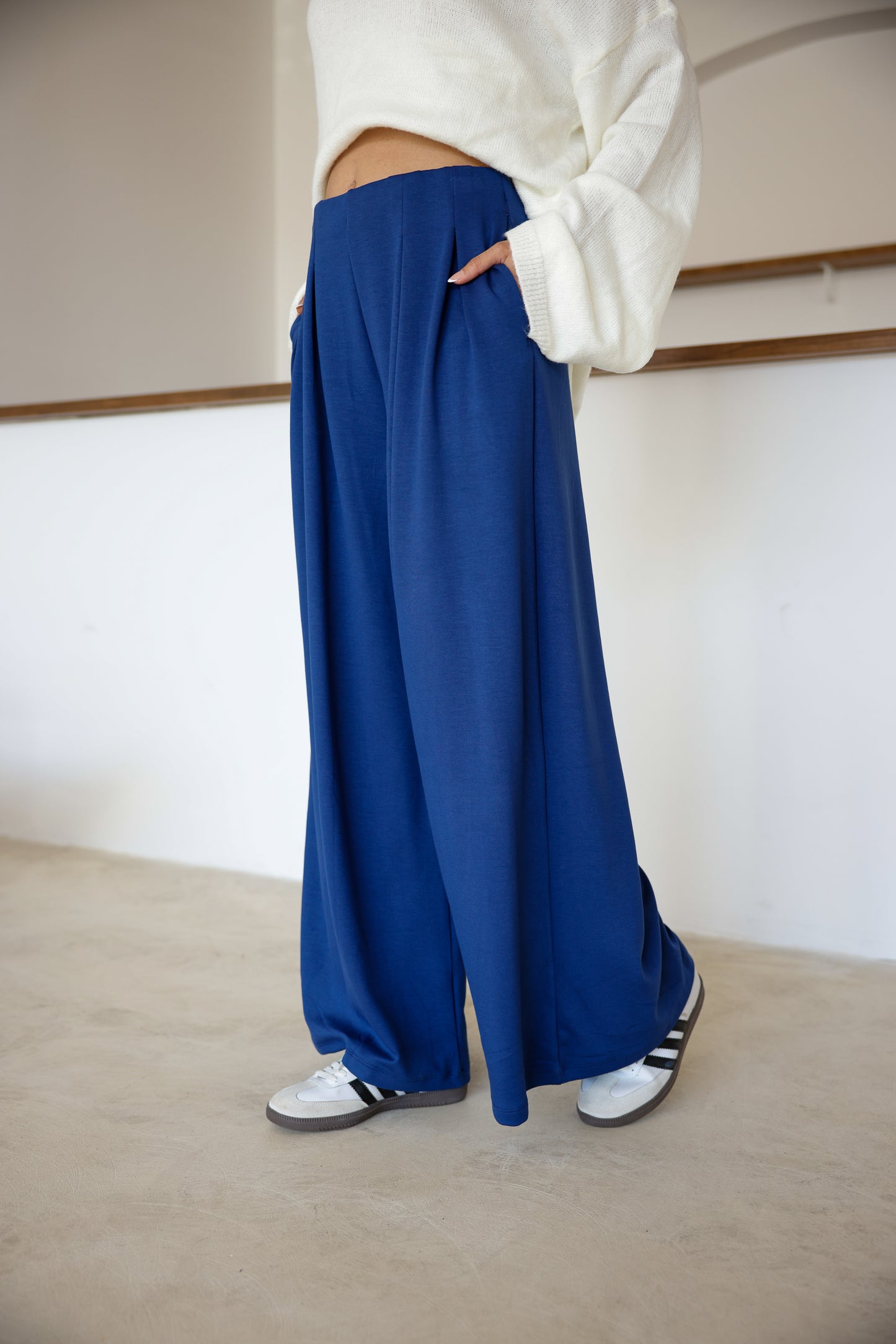 Oysh Modal Kumaş Beli Lastikli Pileli Pantolon