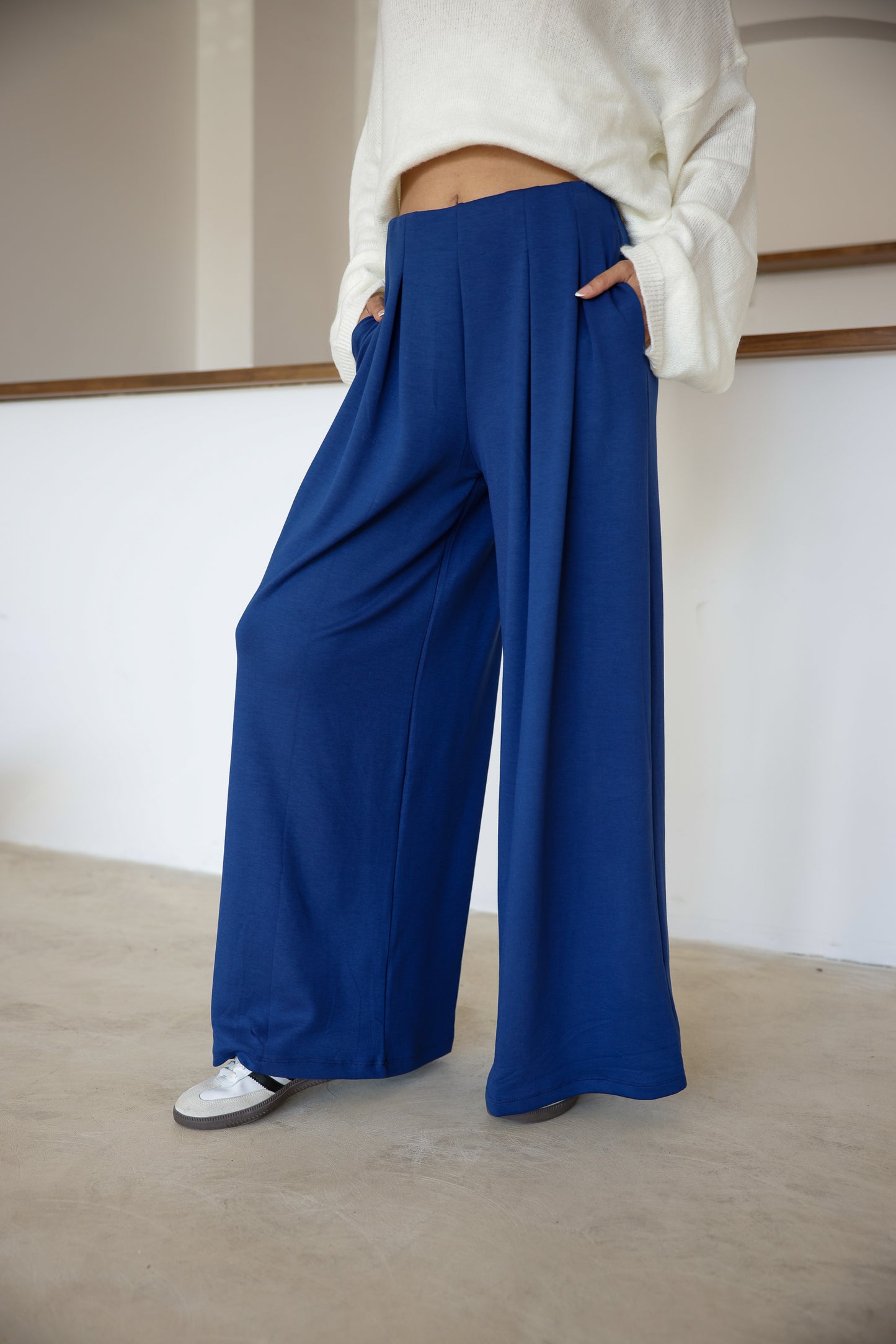 Oysh Modal Kumaş Beli Lastikli Pileli Pantolon