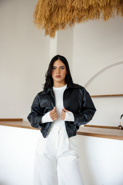 Polo Yaka Deri Ceket