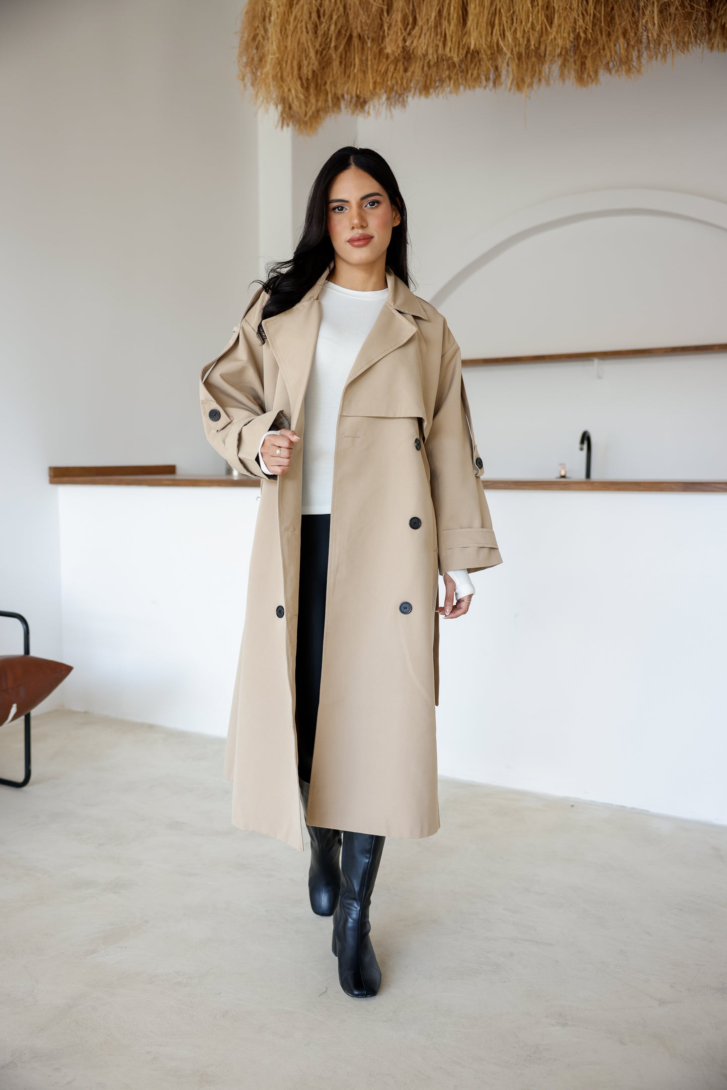 Premium Kalite İçi Astarlı Uzun Trençkot