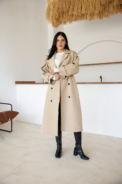 Premium Kalite İçi Astarlı Uzun Trençkot