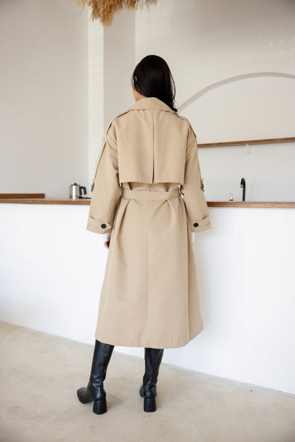 Premium Kalite İçi Astarlı Uzun Trençkot