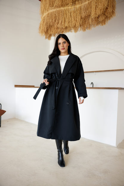 Premium Kalite İçi Astarlı Uzun Trençkot