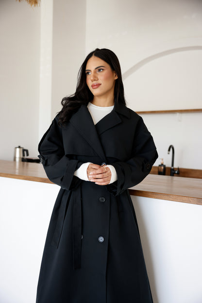 Premium Kalite İçi Astarlı Uzun Trençkot