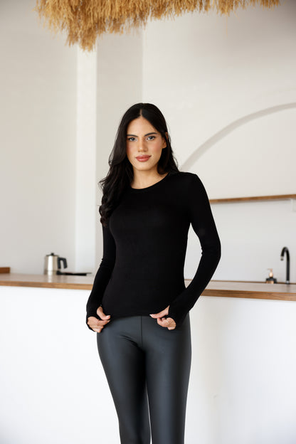 Uzun Kollu Parmak Geçmeli Modal Body Premium Kalite